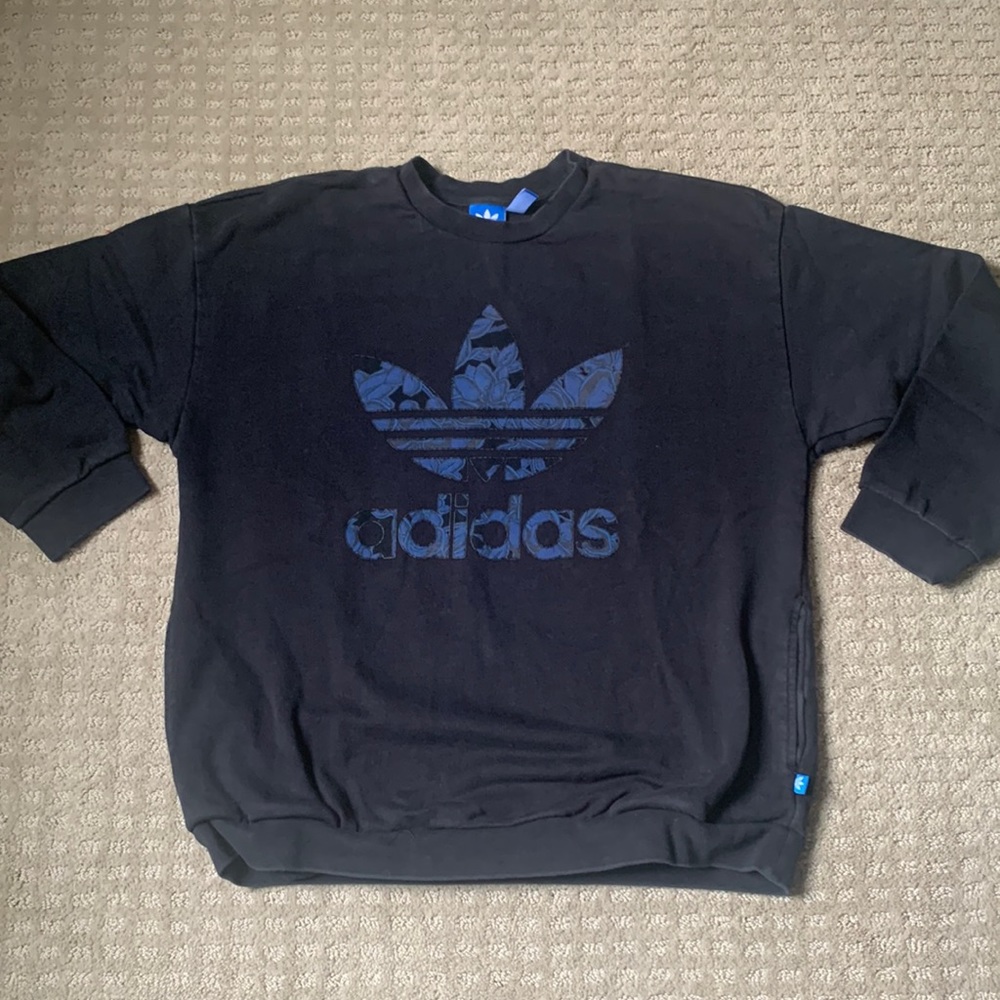 adidas Black Sweatshirt with Navy Trefoil